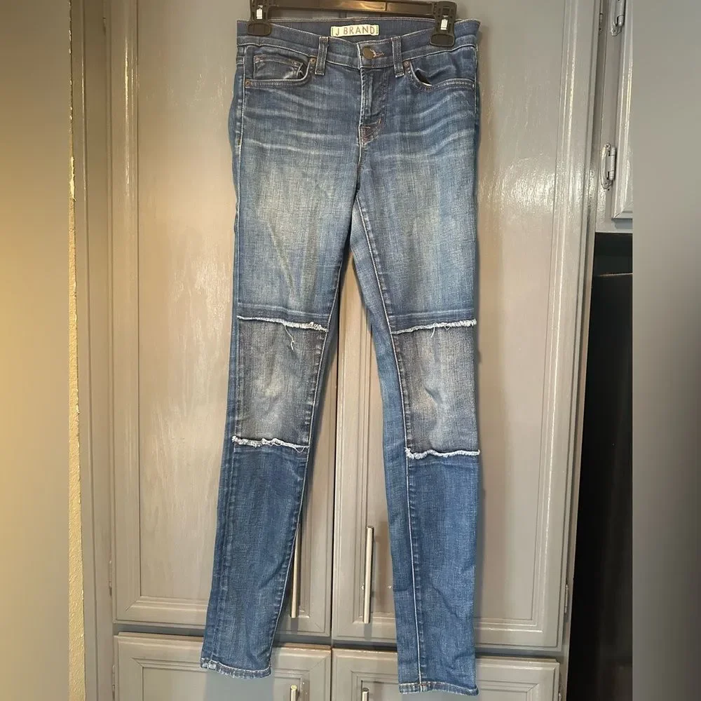 J Brand Knee Patch Skinny Jeans 25